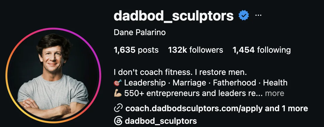 Dane Palarino of dadbod_sculptors on Instagram, 132K followers