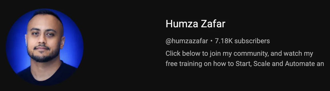 Humza Zafar channel on YouTube, 7.18K subscribers