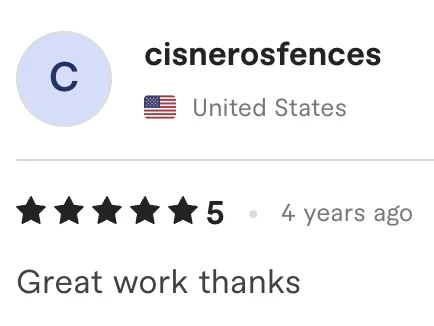 Five star review from cisnerosfences, United States: Great work thanks