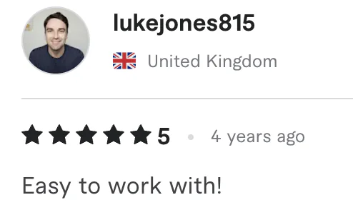 Five star review from lukejones815, eK United Kingdom: Easy to work with!