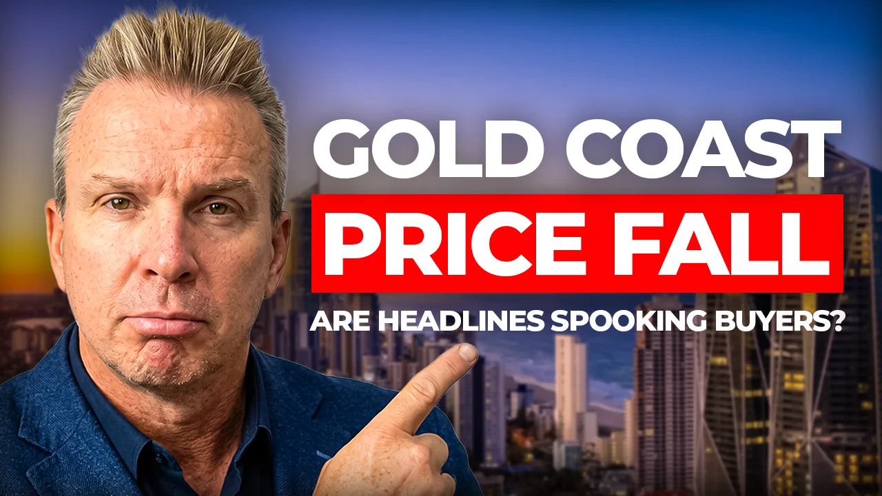 Gold Coast Price Fall, are headlines spooking buyers?, a podcast episode thumbnail designed by Pixel Samy
